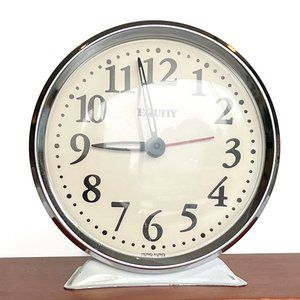 Vintage Equity Manual Alarm Clock | 1960s Mid Century Table Top Wind Up Clock